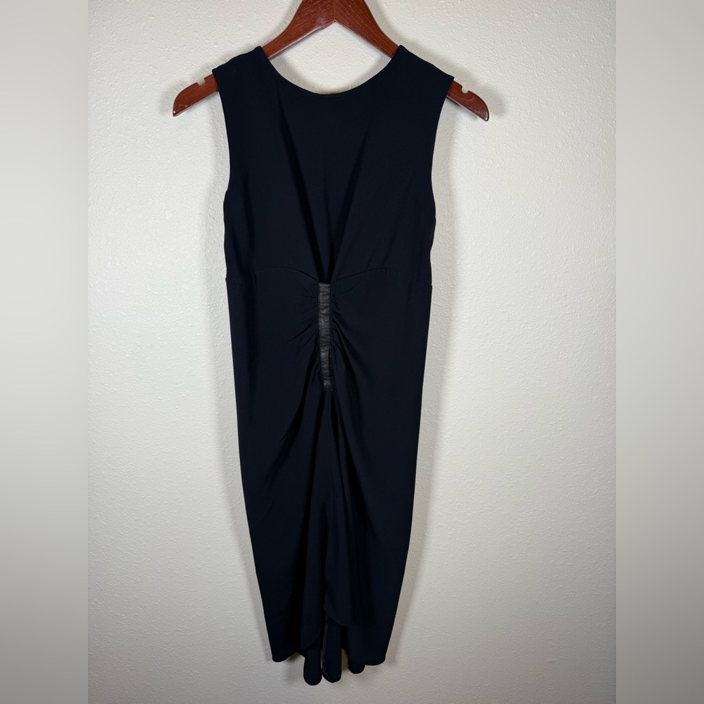 Reed Krakoff 4 Viscose Lamb Leather Midi Dress Black Sleeveless Classy